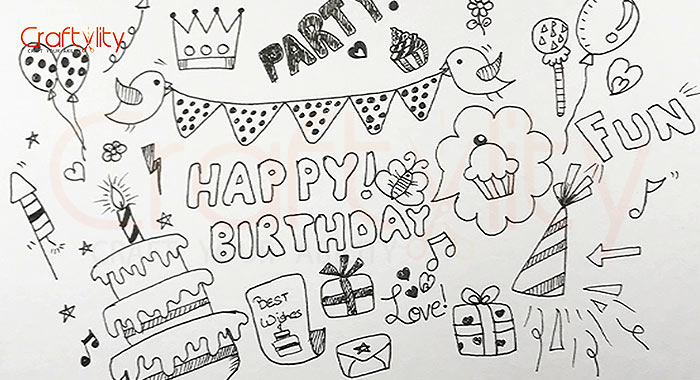 happy birthday doodle art easy